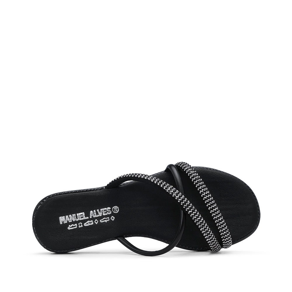 Chinelo Com Glitter Casual Mulher Pele Preto