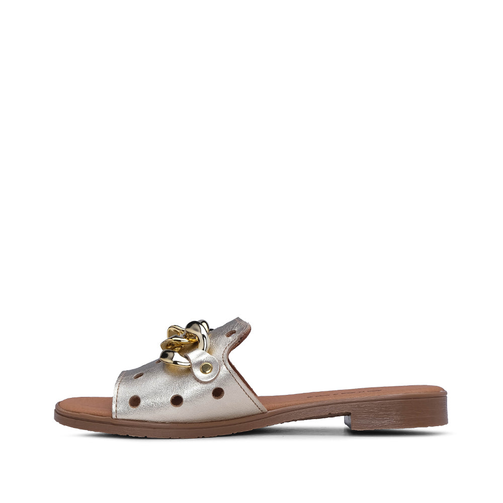 Chinelo Casual de Mulher Com Aplicação Metálica Dourado