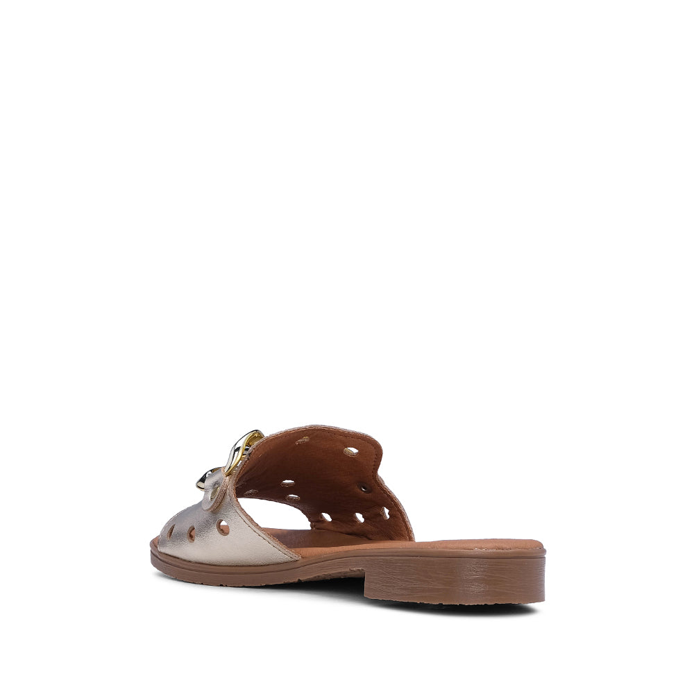 Chinelo Casual de Mulher Com Aplicação Metálica Dourado