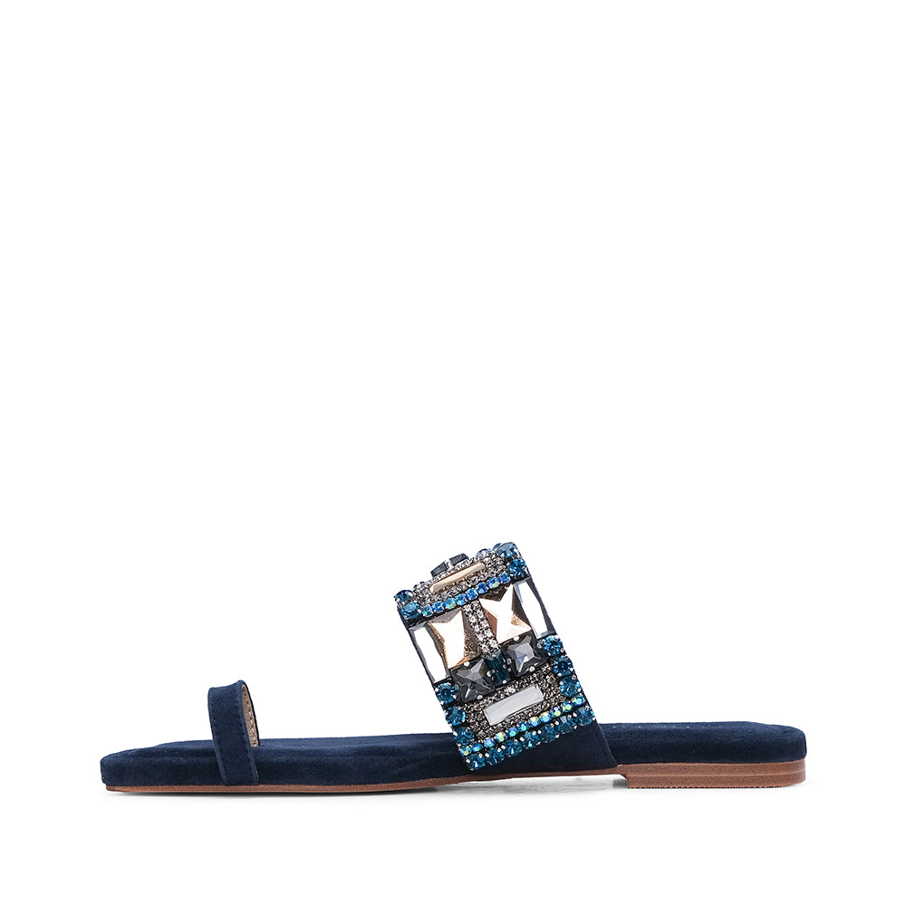 Chinelo Casual Mulher Camurça Azul