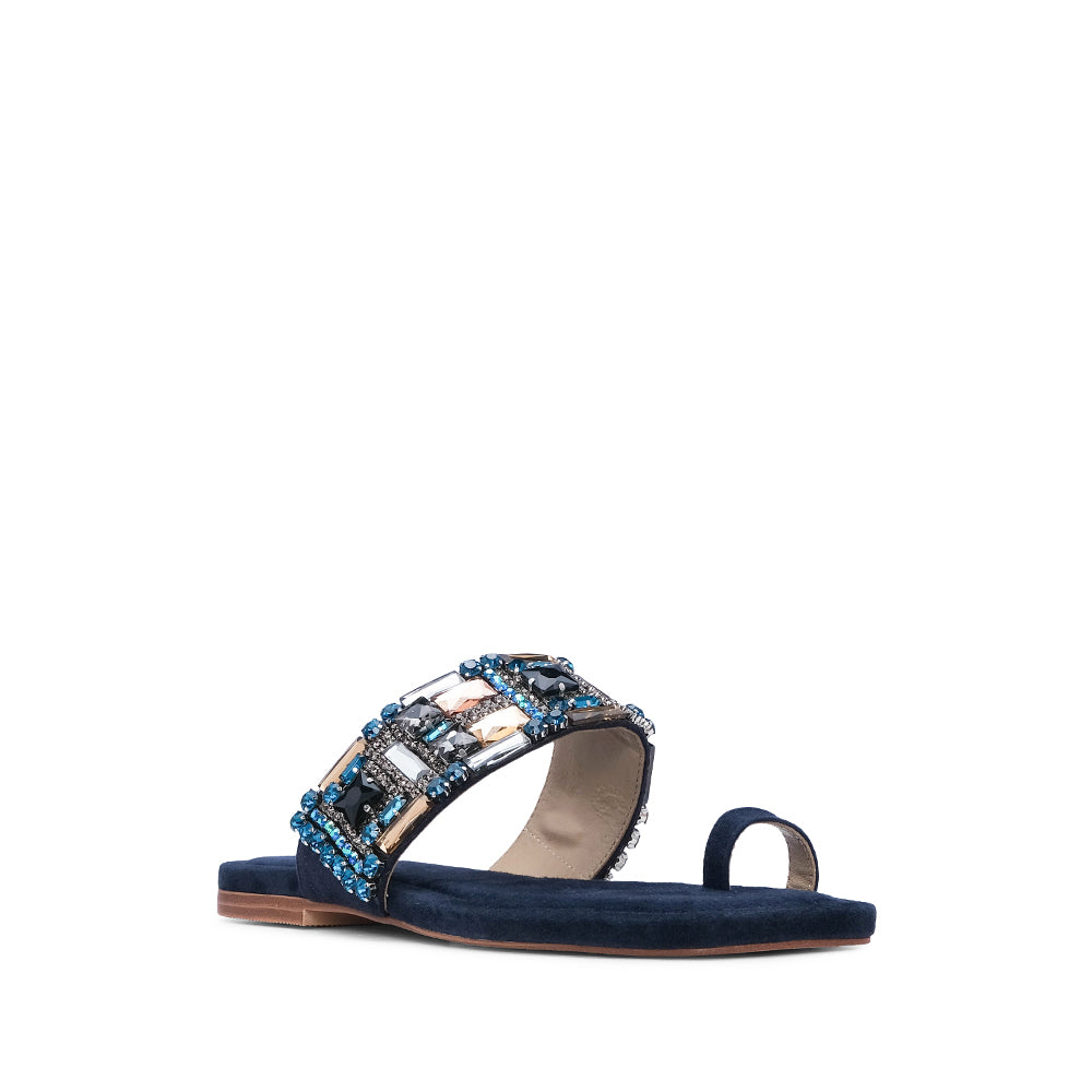 Chinelo Casual Mulher Camurça Azul