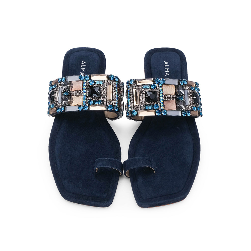Chinelo Casual Mulher Camurça Azul