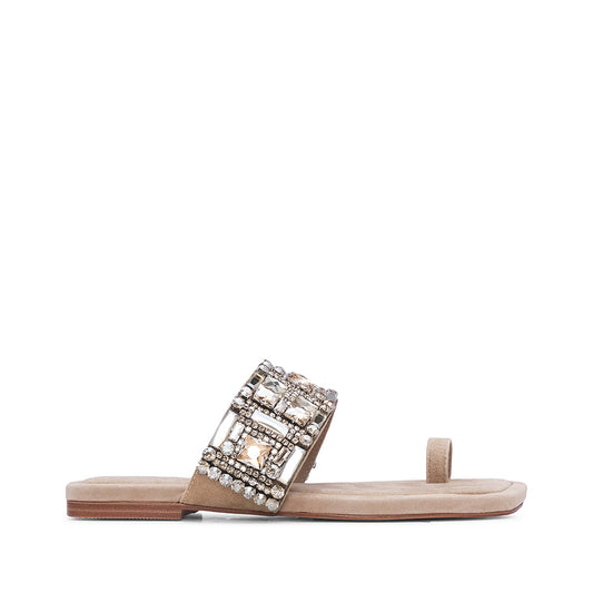 Chinelo Casual Mulher Camurça Bege