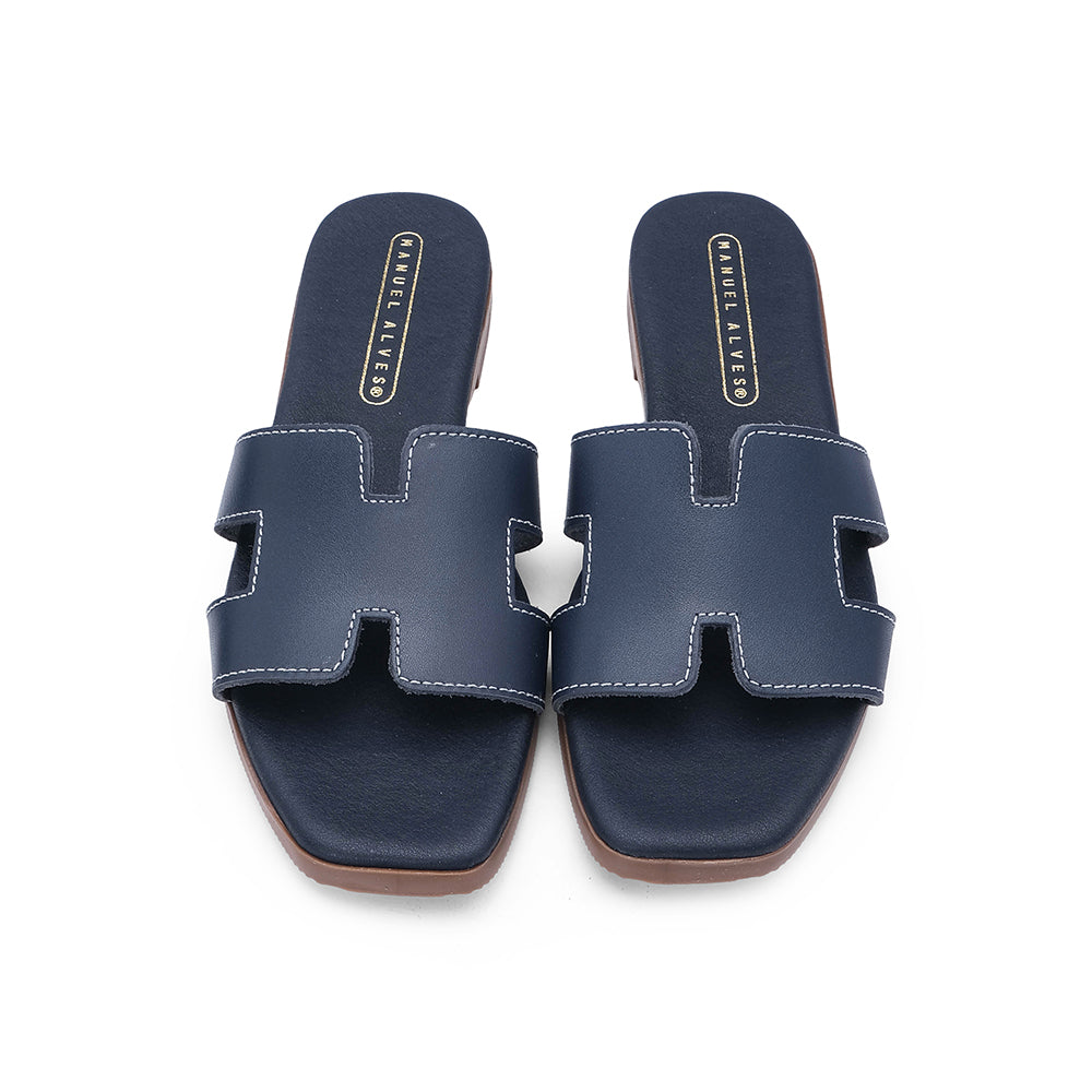 Chinelo Salto Raso Mulher Pele Azul