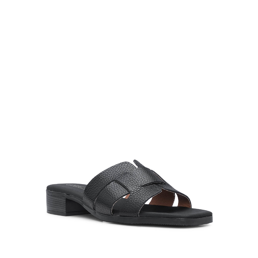 Chinelo Salto Raso Mulher Pele Preto