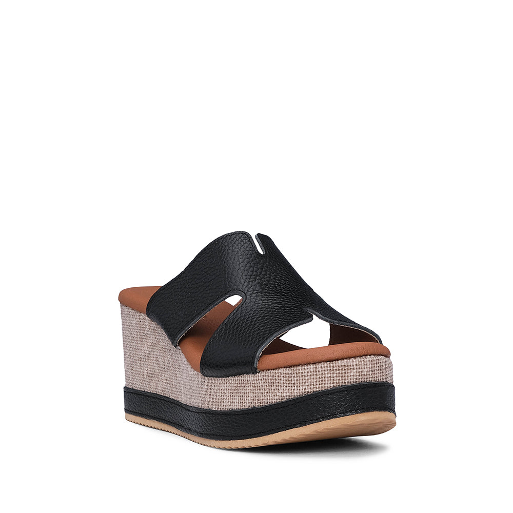 Chinelo Salto Cunha Mulher Pele Preto