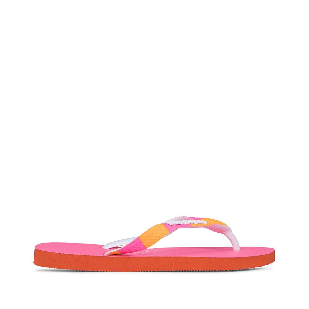 Chinelo Salto Raso Mulher Pele Sintética Rosa
