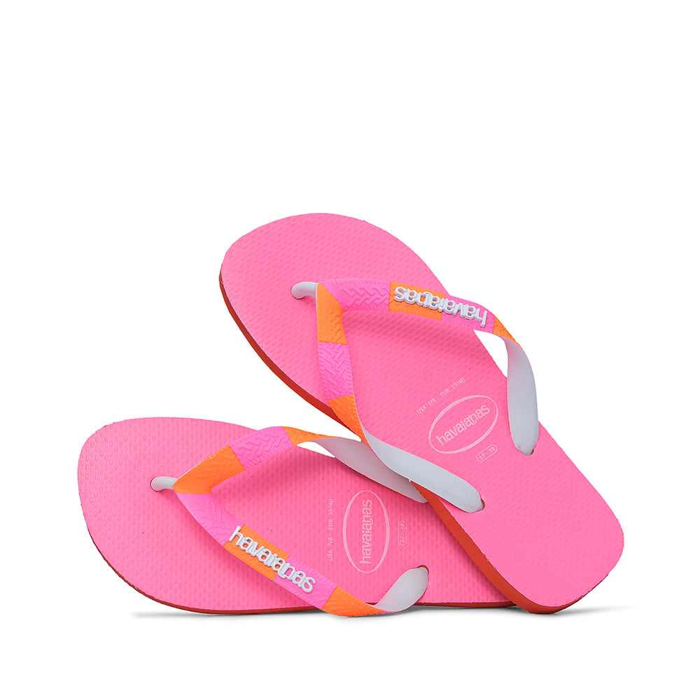 Chinelo Salto Raso Mulher Pele Sintética Rosa