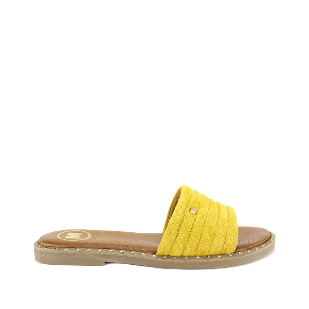 Chinelo Salto Raso Mulher Camurça Amarelo