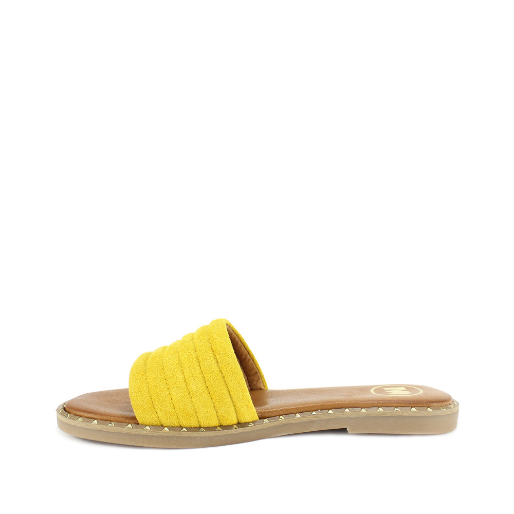 Chinelo Salto Raso Mulher Camurça Amarelo
