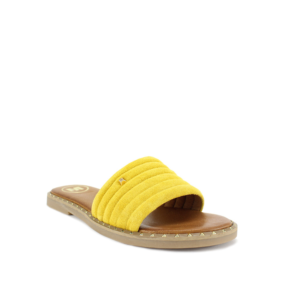 Chinelo Salto Raso Mulher Camurça Amarelo