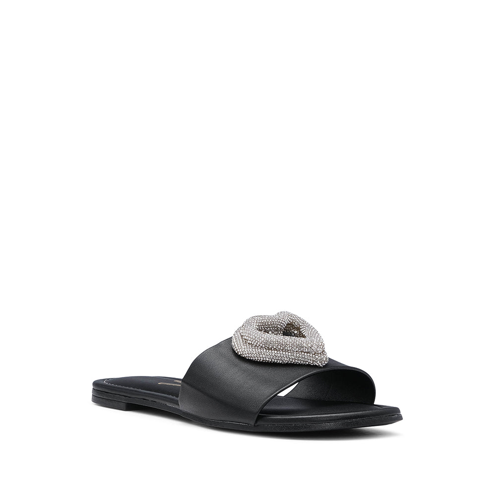 Chinelo Salto Raso Mulher Pele Preto