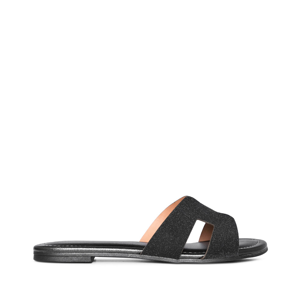 Chinelo Salto Raso Mulher Metalizado Preto