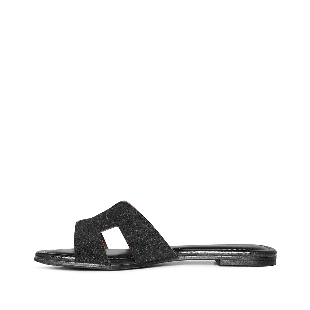 Chinelo Salto Raso Mulher Metalizado Preto