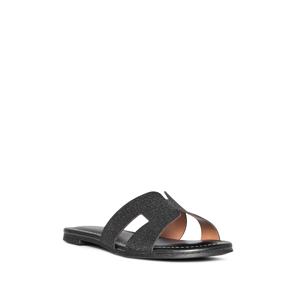 Chinelo Salto Raso Mulher Metalizado Preto