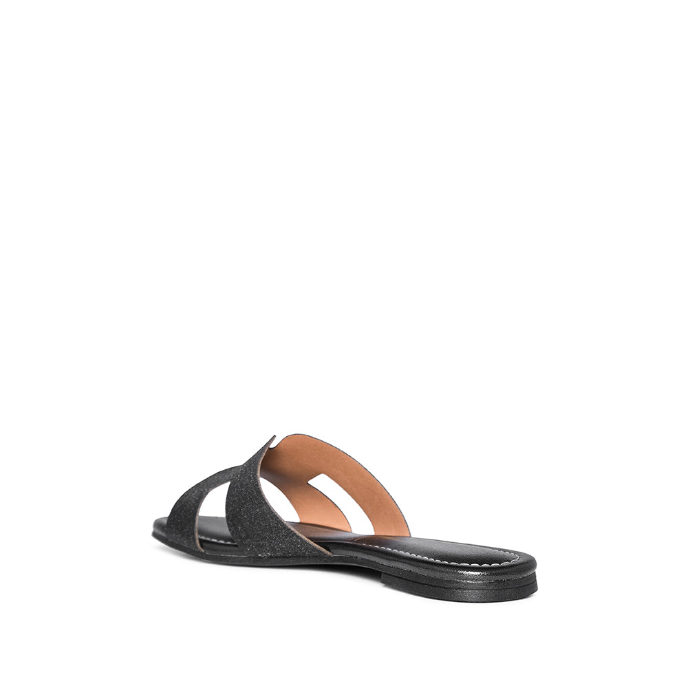 Chinelo Salto Raso Mulher Metalizado Preto