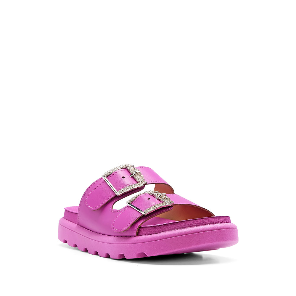 Chinelo Salto Raso Mulher Pele Sintética Fuxia