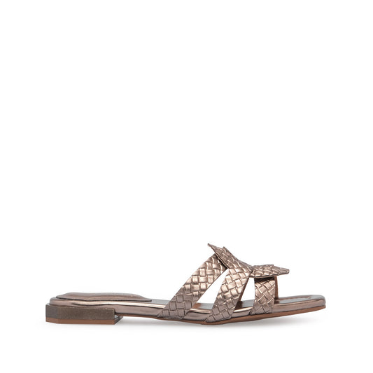 Chinelo Salto Raso Mulher Metalizado Chumbo