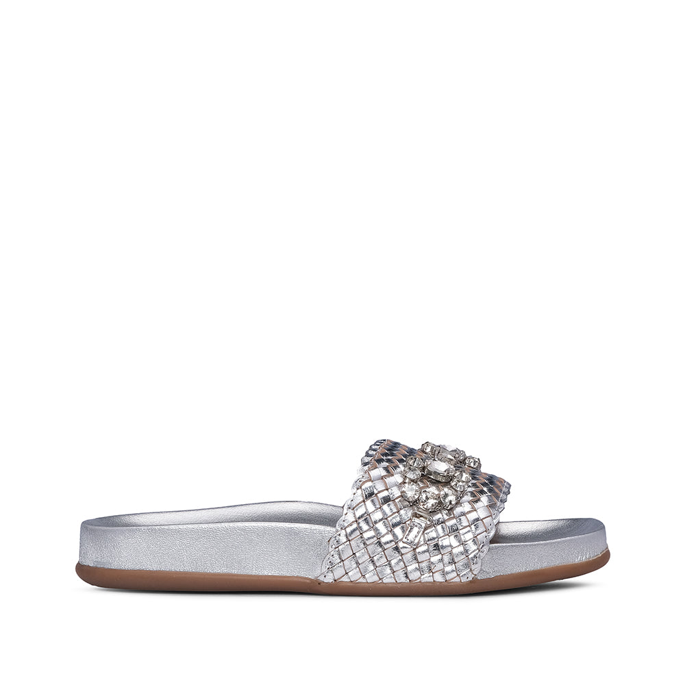 Chinelo Casual Mulher Metalizado Prata