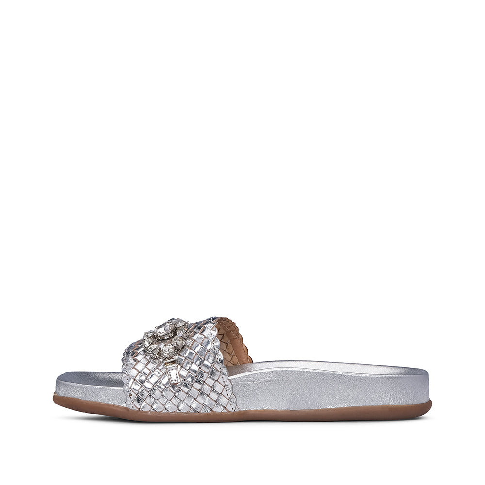 Chinelo Casual Mulher Metalizado Prata