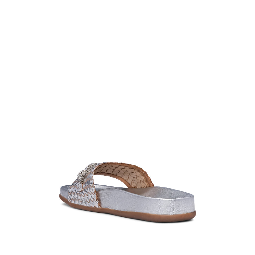 Chinelo Casual Mulher Metalizado Prata