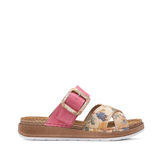 Chinelo Salto Raso Mulher Pele Fuxia