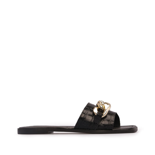 Chinelo Salto Raso Mulher Animal Print Preto