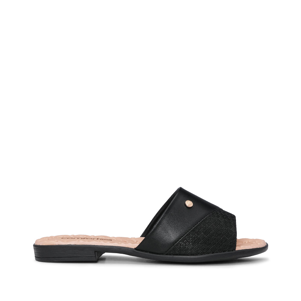 Chinelo Salto Raso Mulher Pele Preto