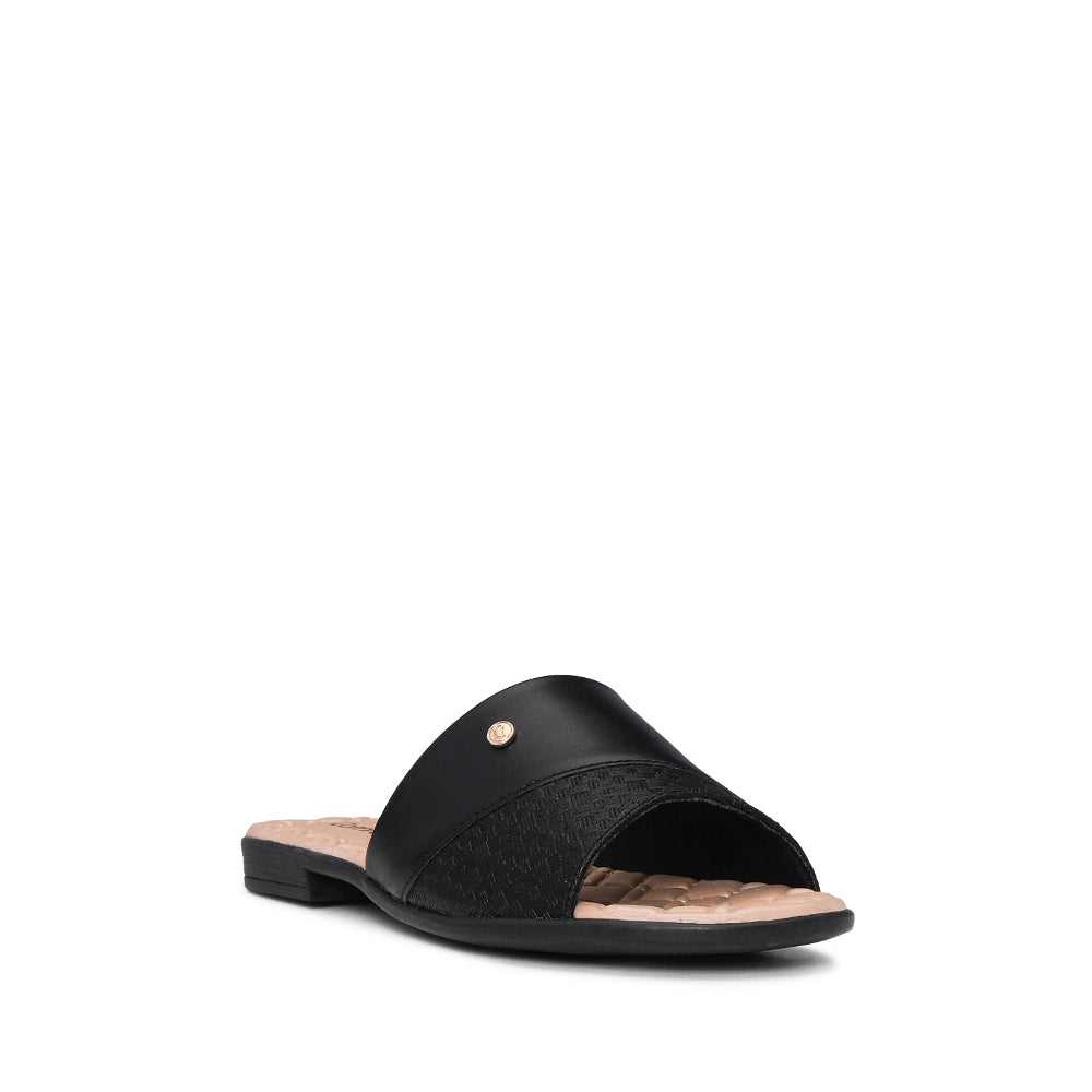 Chinelo Salto Raso Mulher Pele Preto
