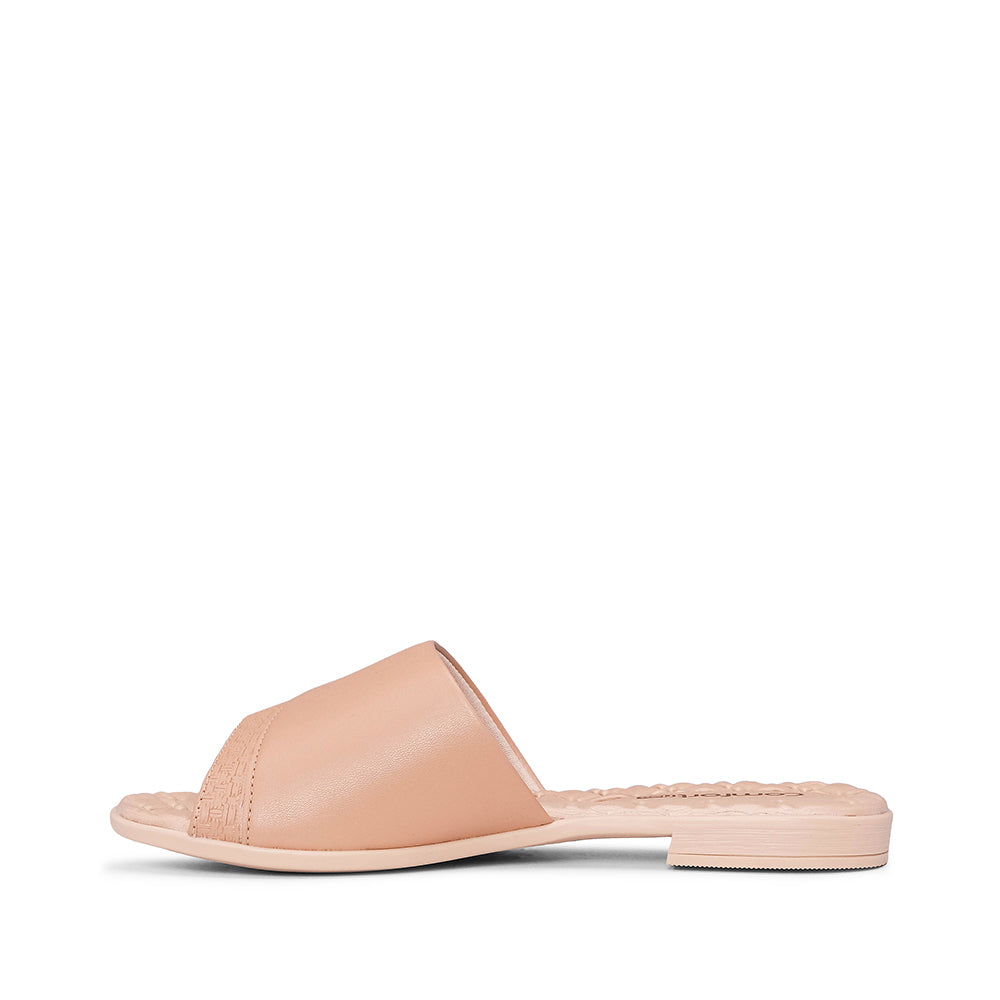 Chinelo Salto Raso Mulher Pele Taupe