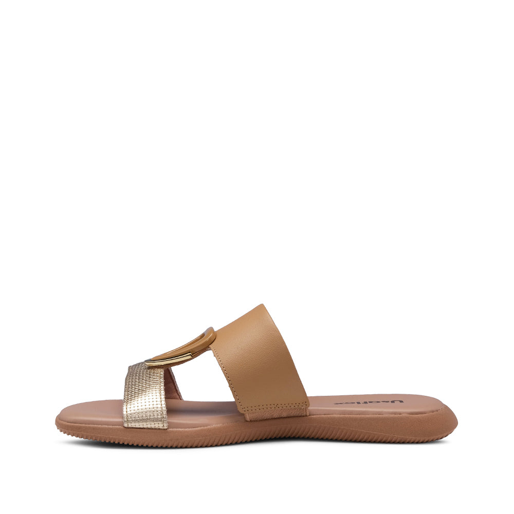 Chinelo Salto Raso Mulher Pele Taupe