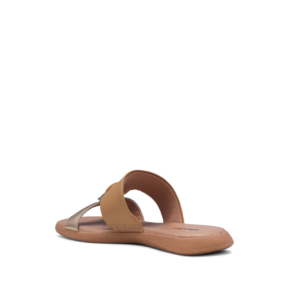 Chinelo Salto Raso Mulher Pele Taupe