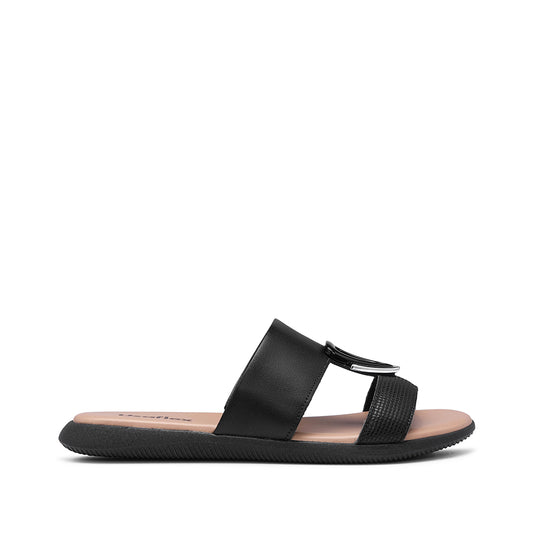 Chinelo Salto Raso Mulher Pele Preto
