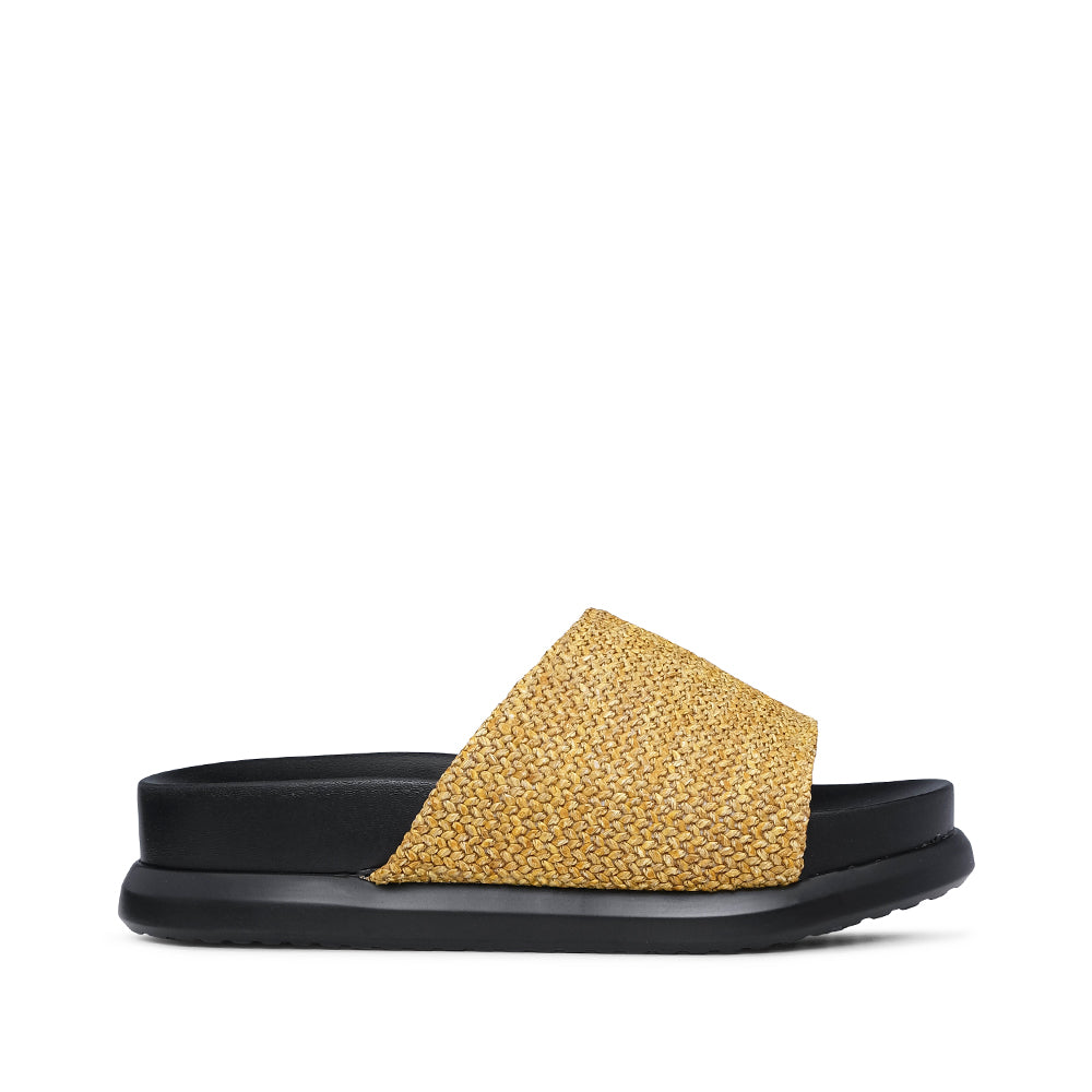 Chinelo Salto Raso Mulher Pele Sintética Amarelo