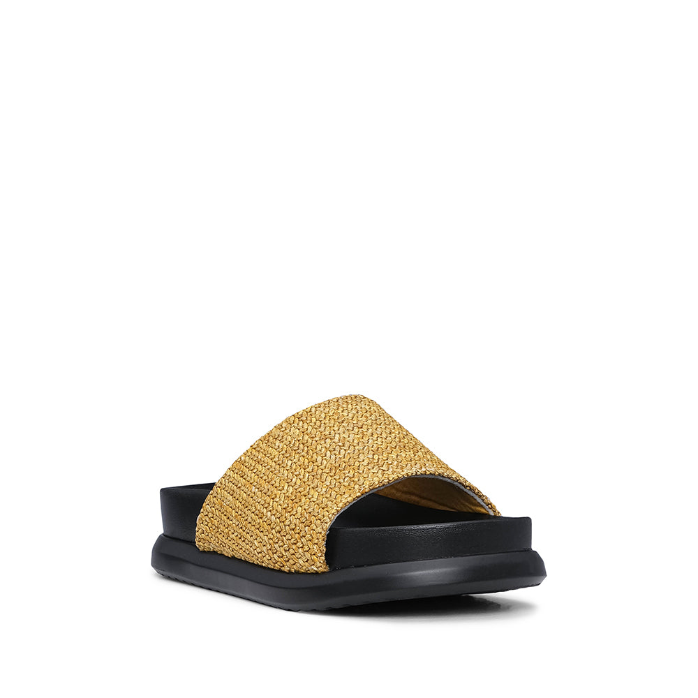 Chinelo Salto Raso Mulher Pele Sintética Amarelo