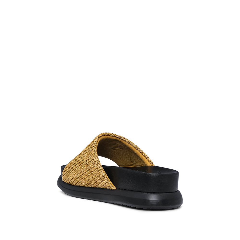 Chinelo Salto Raso Mulher Pele Sintética Amarelo