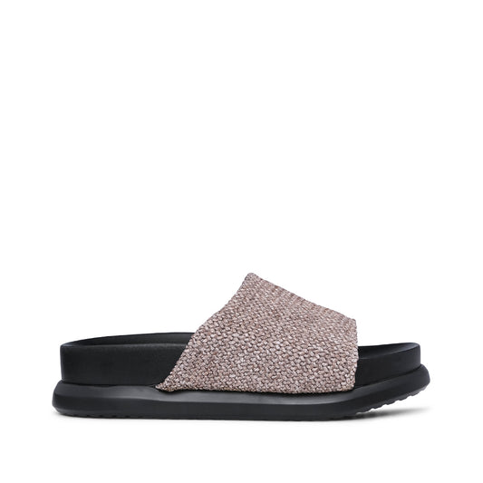 Chinelo Salto Raso Mulher Pele Sintética Bege