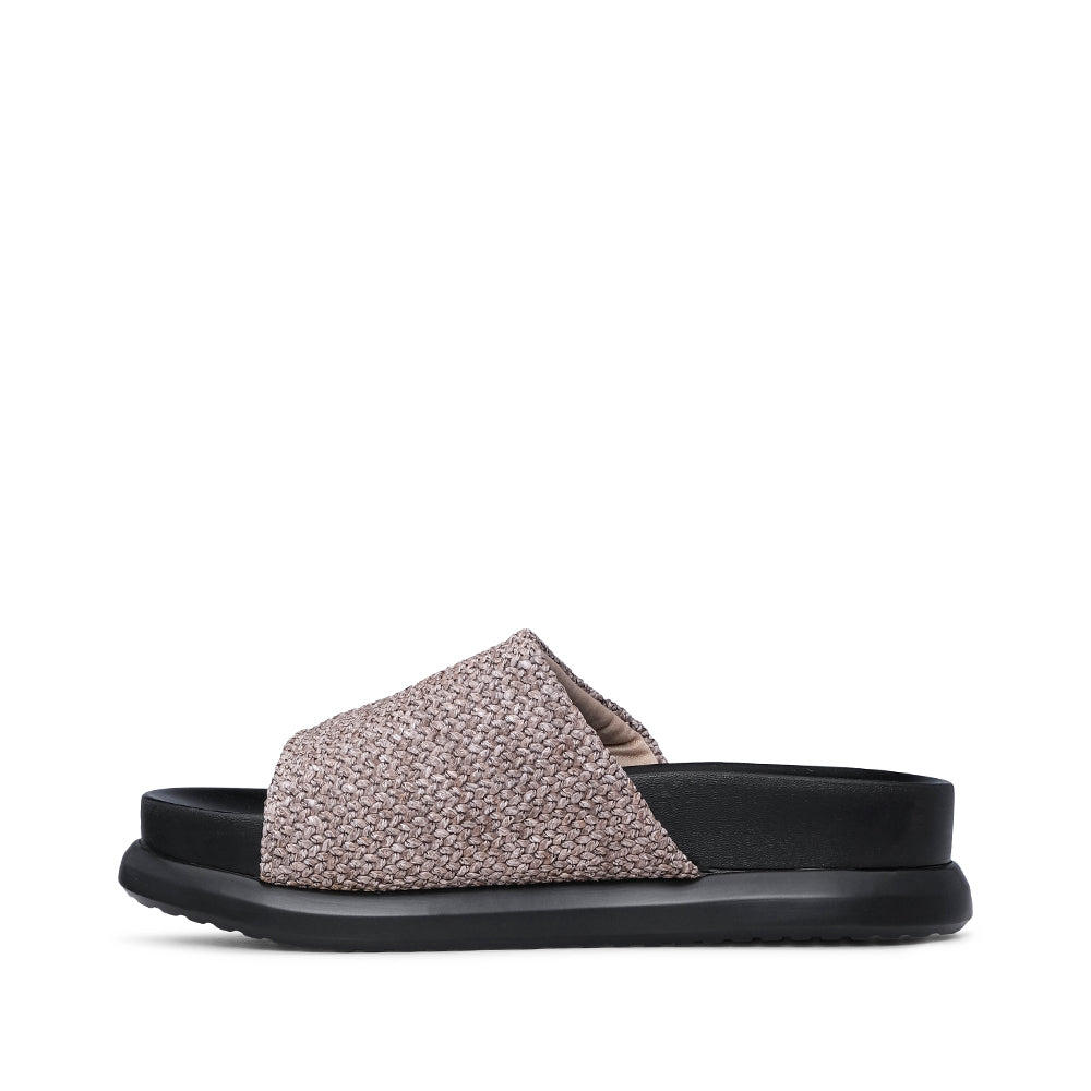 Chinelo Salto Raso Mulher Pele Sintética Bege