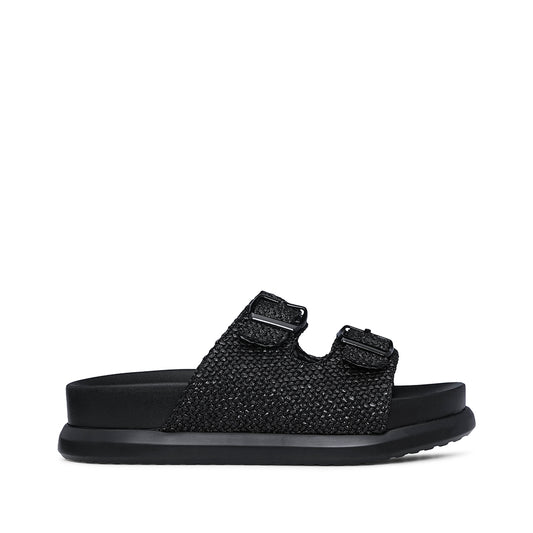 Chinelo Salto Raso Mulher Pele Sintética Preto