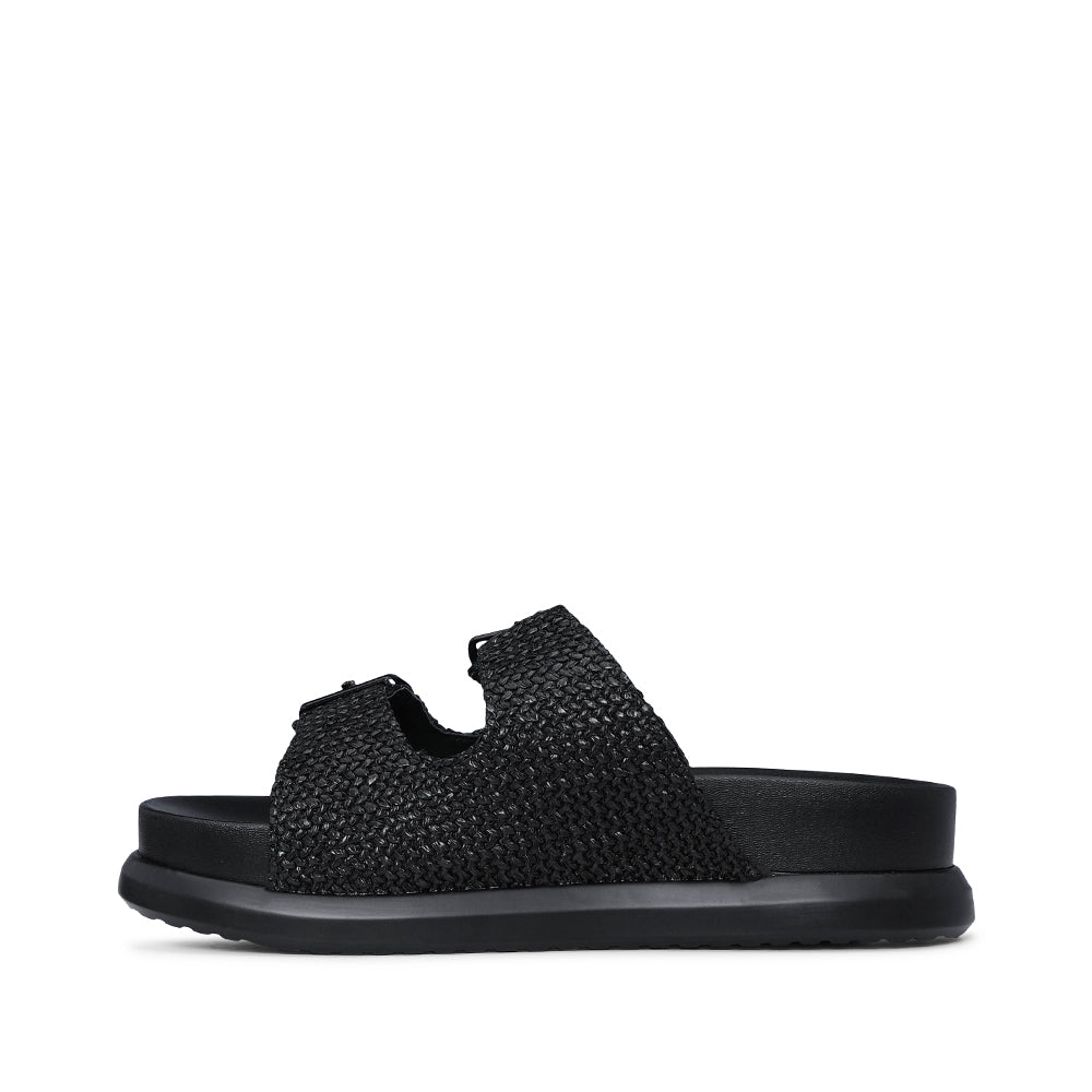 Chinelo Salto Raso Mulher Pele Sintética Preto