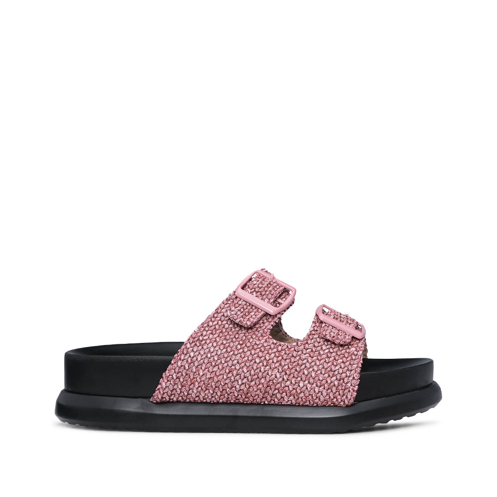 Chinelo Salto Raso Mulher Pele Sintética Rosa