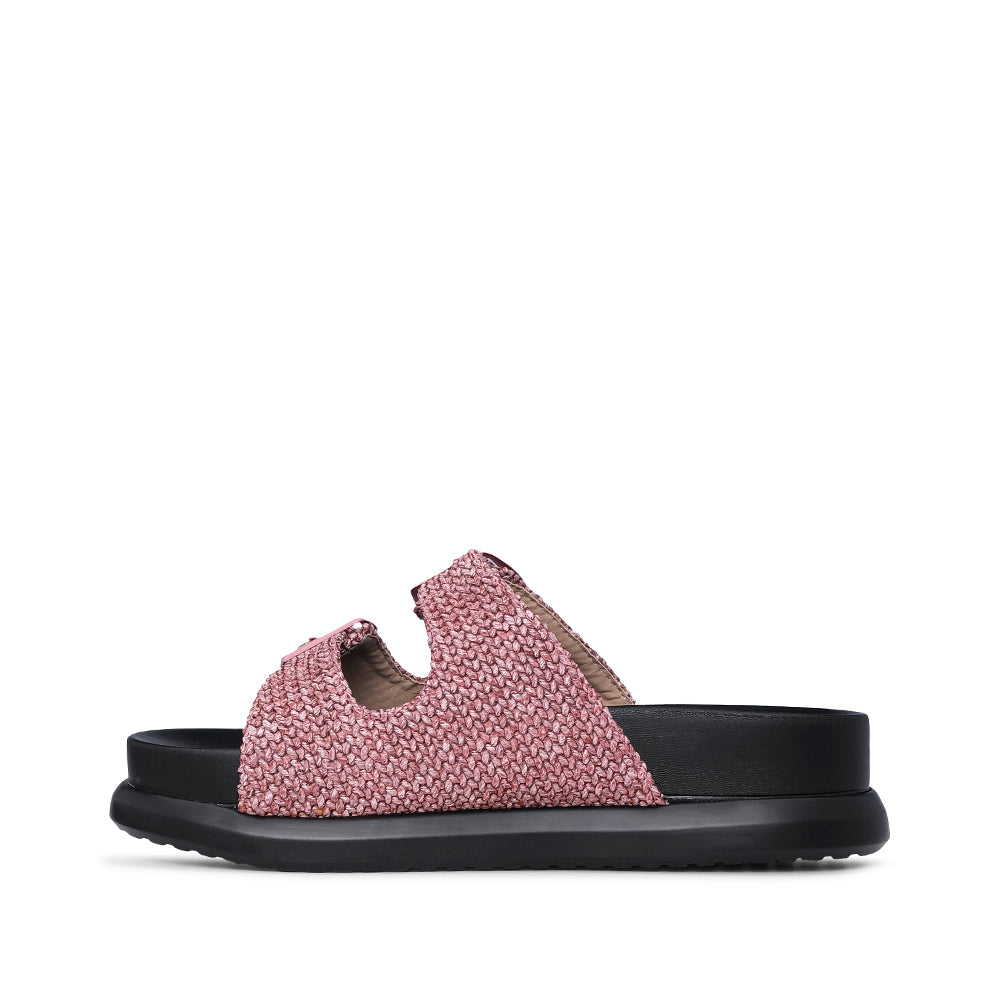 Chinelo Salto Raso Mulher Pele Sintética Rosa