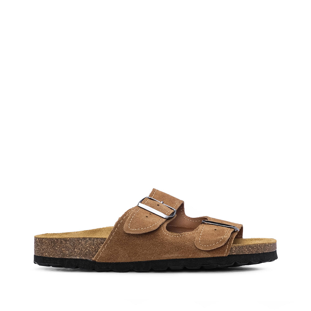 Chinelo Salto Raso Mulher Camurça Camel