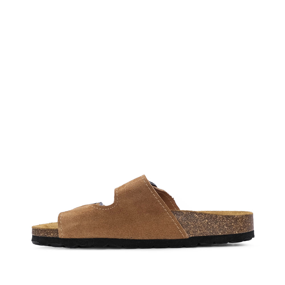 Chinelo Salto Raso Mulher Camurça Camel