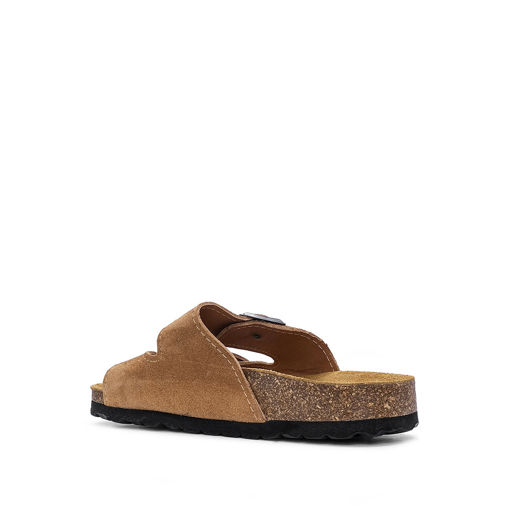 Chinelo Salto Raso Mulher Camurça Camel