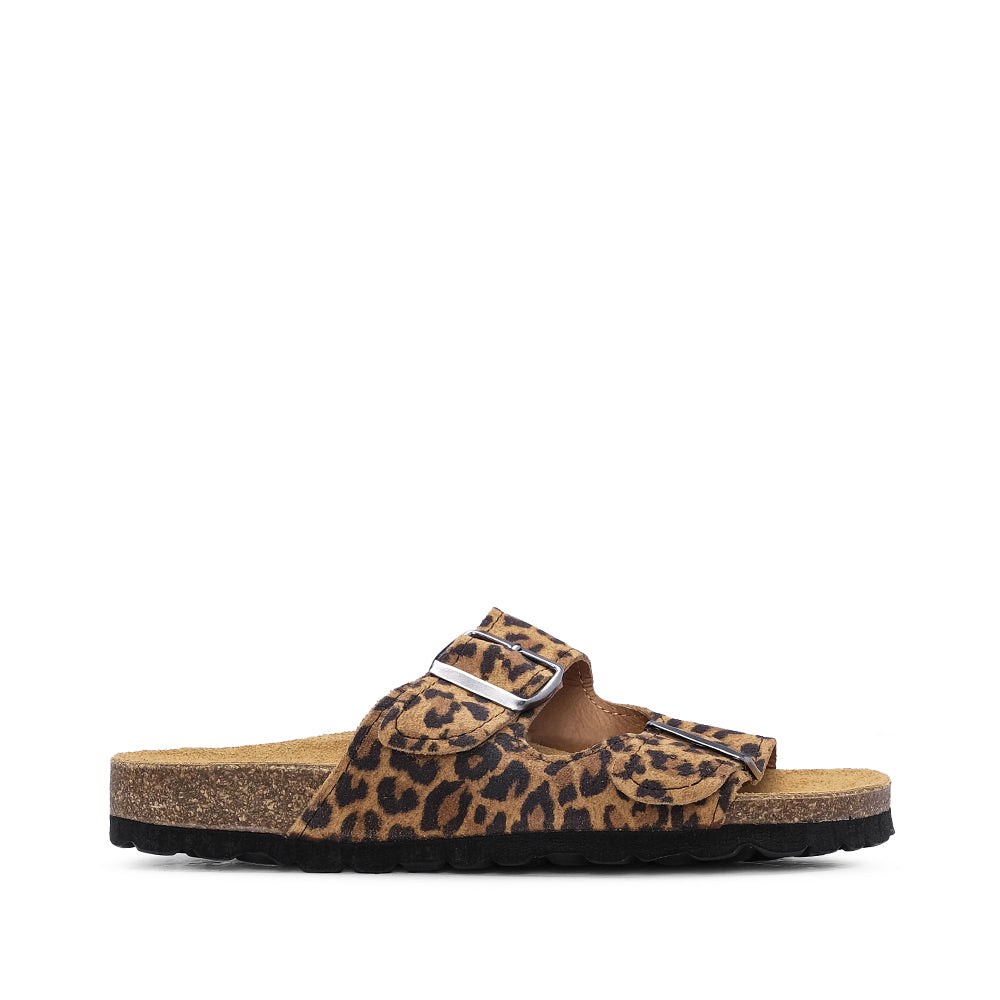 Chinelo Salto Raso Mulher Camurça Leopardo