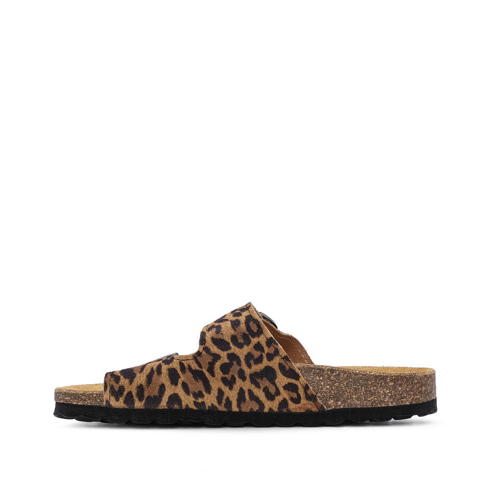 Chinelo Salto Raso Mulher Camurça Leopardo