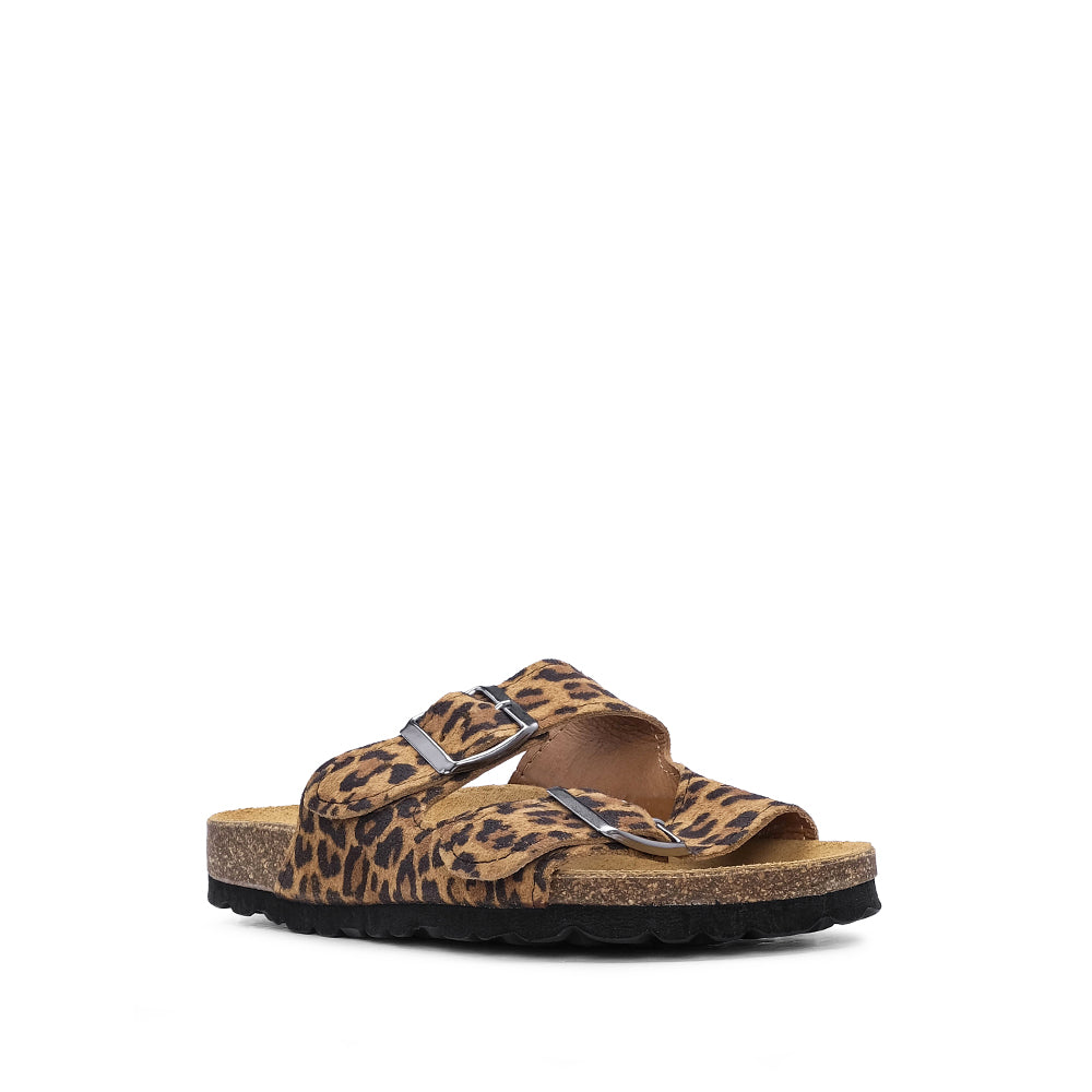 Chinelo Salto Raso Mulher Camurça Leopardo