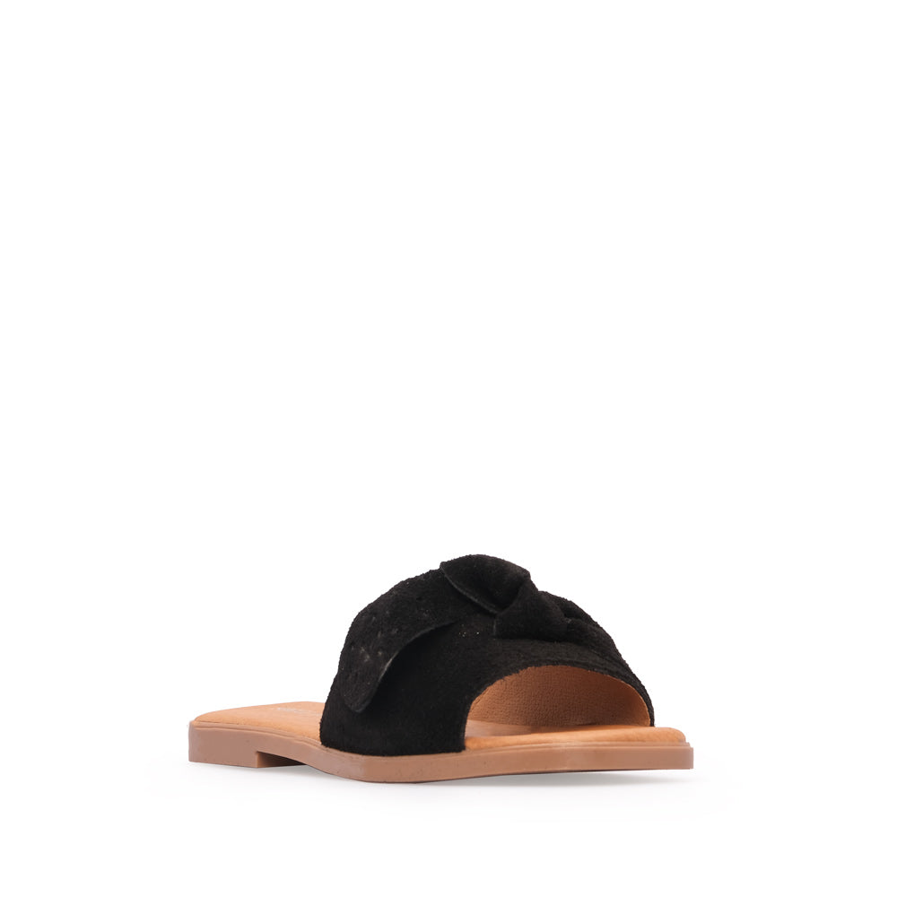 Chinelo Salto Raso Mulher Camurça Preto