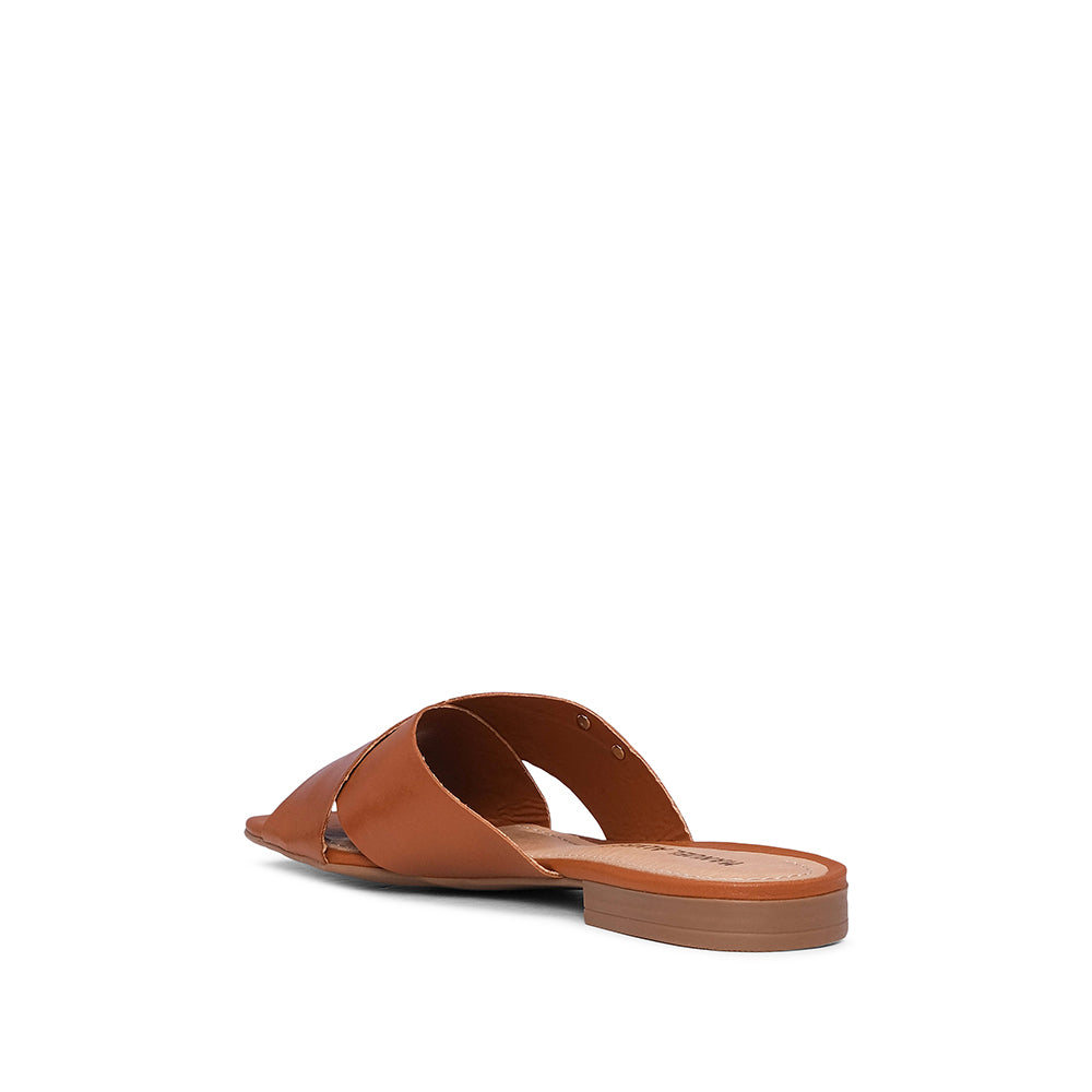 Chinelo Salto Raso Mulher Pele Camel